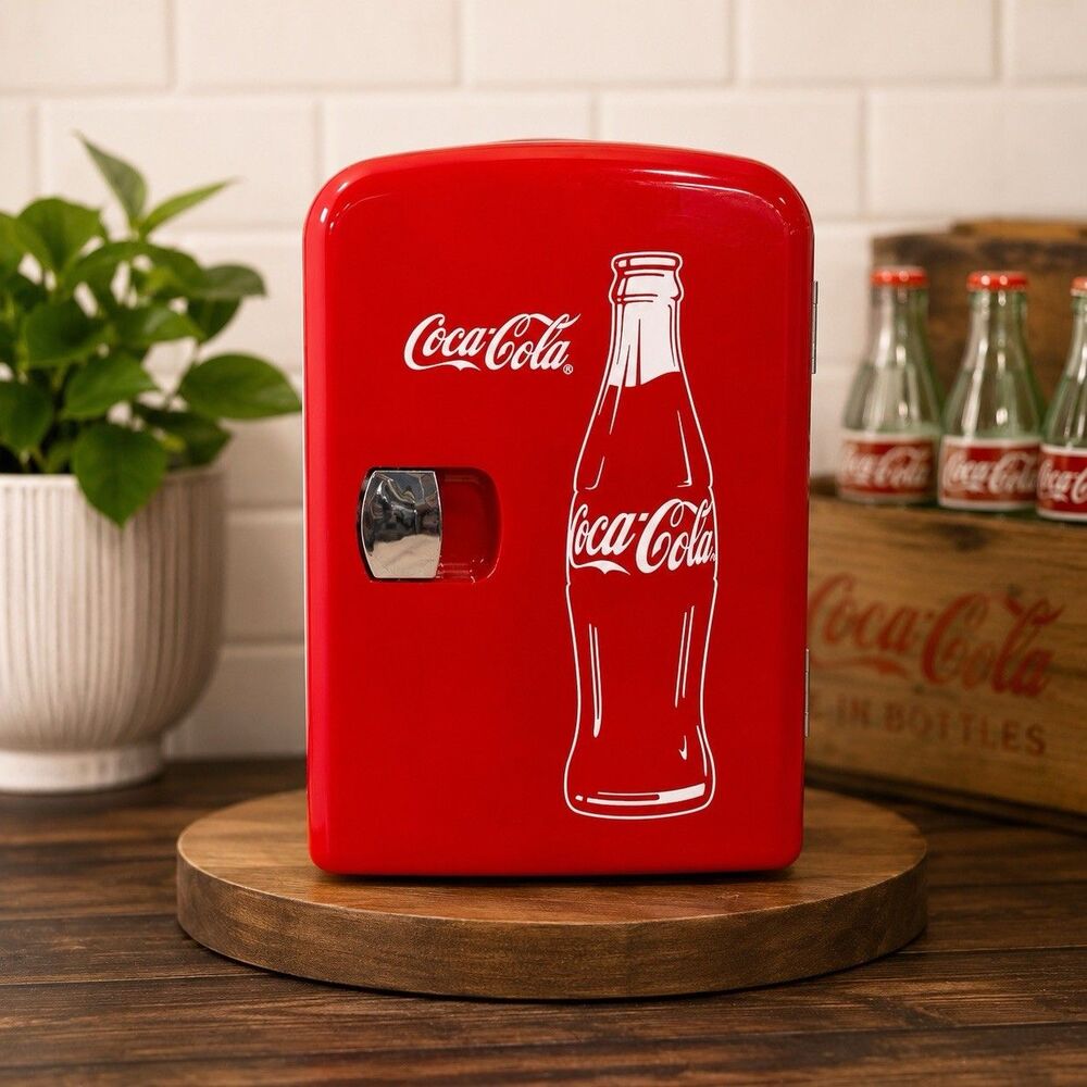 Coca-Cola 6 Can Mini Fridge Portable 4L Mini Cooler Travel Compact Refrigerator